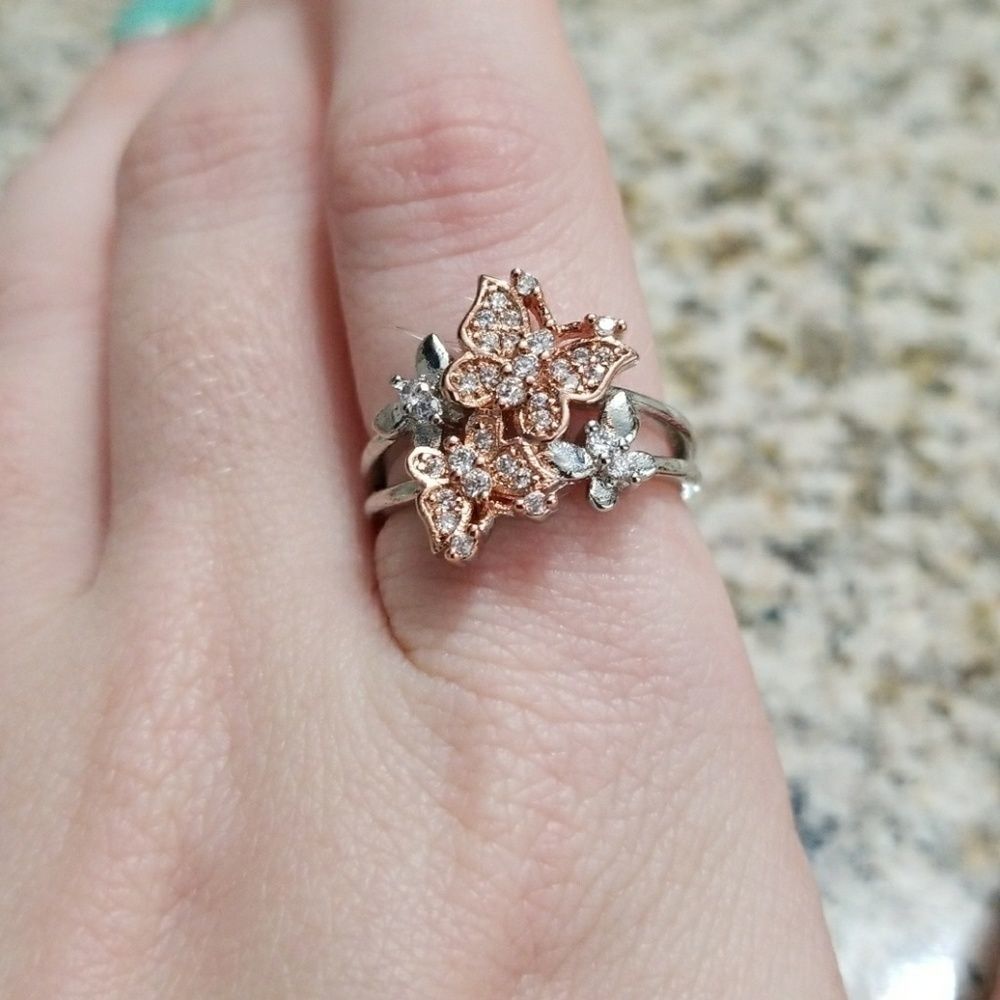 Gold and Silver Butterflies Ring